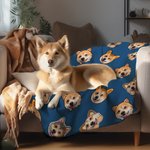 Personalised Cute Dog Cat Ears Soft Blanket with Pet Photo Portrait Birthday Gift for Pet Lover Owner