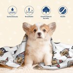 Personalised Cute Dog Cat Ears Soft Blanket with Pet Photo Portrait Birthday Gift for Pet Lover Owner