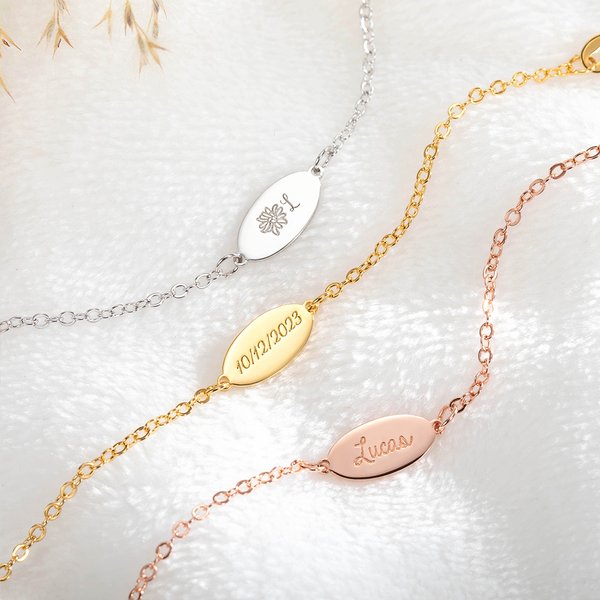 Personalizada de plata esterlina pulsera del bebé con el nombre grabado Nacimiento Flor Baby Shower Cumpleaños Regalo para recién nacidos Bebé Niños