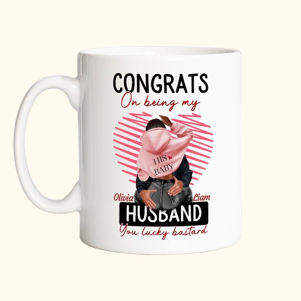 Taza de cerámica personalizada con el nombre Congrats On Being My Husband You Lucky Bastard Regalo de San Valentín para pareja