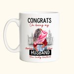 Tazza in ceramica personalizzata City con nome Congrats On Being My Husband You Lucky Bastard Regalo di San Valentino per la coppia