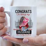 Tazza in ceramica personalizzata City con nome Congrats On Being My Husband You Lucky Bastard Regalo di San Valentino per la coppia