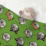 Personalised Cute Dog Cat Ears Soft Blanket with Pet Photo Portrait Birthday Gift for Pet Lover Owner