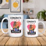 Taza de Cerámica Personalizada Corazón Rosa con Nombre Congrats On Being My Husband You Lucky Bastard Regalo de San Valentín para Pareja