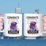 Personalized Bed Ceramic Mug with Name Congrats On Being My Husband You Lucky Bastard Valentine's Day Gift for Couple