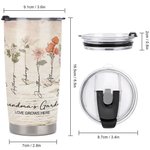 Personalized Grandma's Garden Love Grows Here 20oz Tumbler with 1-15 Family Names and Birth Flowers Gift for Grandma Mother