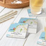 Personalized Where It All Began Map Square Coasters Set of 4 with Names and Date Anniversary Valentine's Day Gift for Him Her Couple