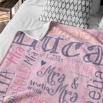 Personalized Multicolor Word Cloud Soft Fleece Blanket Valentine's Day Gift for Couple