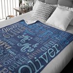Personalized Multicolor Word Cloud Soft Fleece Blanket Valentine's Day Gift for Couple