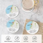 Gepersonaliseerde Waar Het Allemaal Begon Kaart Ronde Onderzetters Set van 4 met Naam Adres en Datum Verjaardag Valentijnsdag Cadeau voor Hem Haar Paa