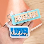 Personalized Multicolor Acrylic College Name Identity Tag 3D Keychain Bag Charm Back to School Graduation Gift for Student Graduate