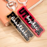 Personalized Multicolor Acrylic College Name Identity Tag 3D Keychain Bag Charm Back to School Graduation Gift for Student Graduate