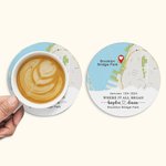 Gepersonaliseerde Waar Het Allemaal Begon Kaart Ronde Onderzetters Set van 4 met Naam Adres en Datum Verjaardag Valentijnsdag Cadeau voor Hem Haar Paa