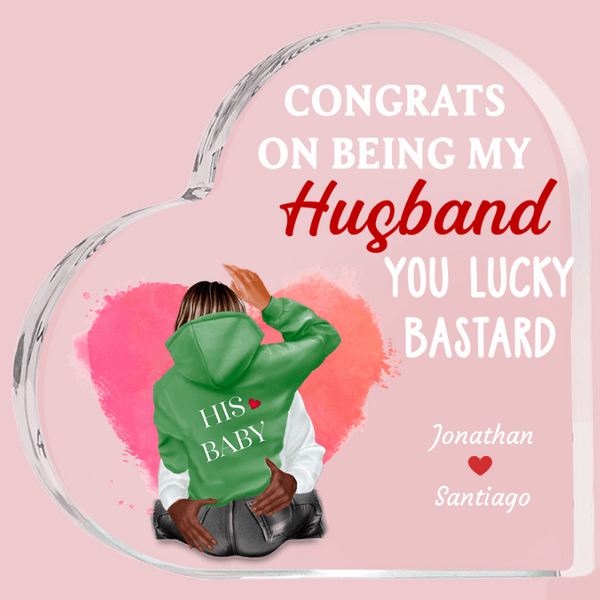 Personalizado Congrats on Being My Husband Acrílico Corazón Placa con Nombres Día de San Valentín Aniversario Regalo para Pareja