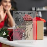 Personalised We Are A Team Fingers Hooked Heart Quote Acrylic Plaque with Names Home Decoration Valentine’s Day Gift for Couple
