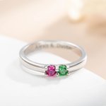 Anello personalizzato in argento Sterling 1-8 pietre di nascita con testo inciso Compleanno Regalo per la festa della mamma nonna