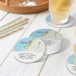 Gepersonaliseerde Waar Het Allemaal Begon Kaart Ronde Onderzetters Set van 4 met Naam Adres en Datum Verjaardag Valentijnsdag Cadeau voor Hem Haar Paa