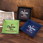 Gepersonaliseerde I Choose You Leather Snap Tray Desk Catchall Dienblad met Naam en Tekst Verjaardag Valentijnsdag Cadeau voor Geliefde