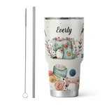 Gobelet avec Couvercle Paille Coupe Personnalisée avec Nom Cadeau d'Anniversaire pour Amateur de la Couture