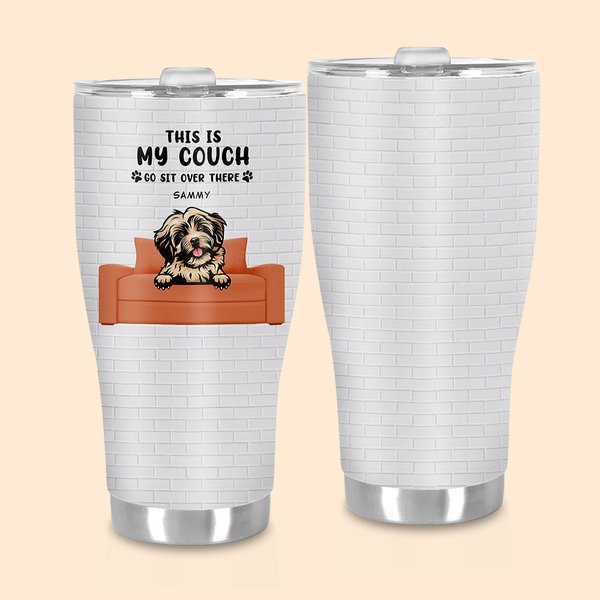 Gepersonaliseerde This Is My Couch Go Sit Over There 30oz Gebogen Tumbler Schattige Kat Hond Geïsoleerde Koffie Kop Cadeau voor Huisdier Liefhebber Ei