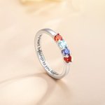 Anello personalizzato in argento Sterling 1-8 pietre di nascita con testo inciso Compleanno Regalo per la festa della mamma nonna