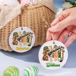 Personalisierte Keramik Osterkorb Namensschild Die Jagd ist auf mit Hase Muster und Name Ostern Geschenk für Kind