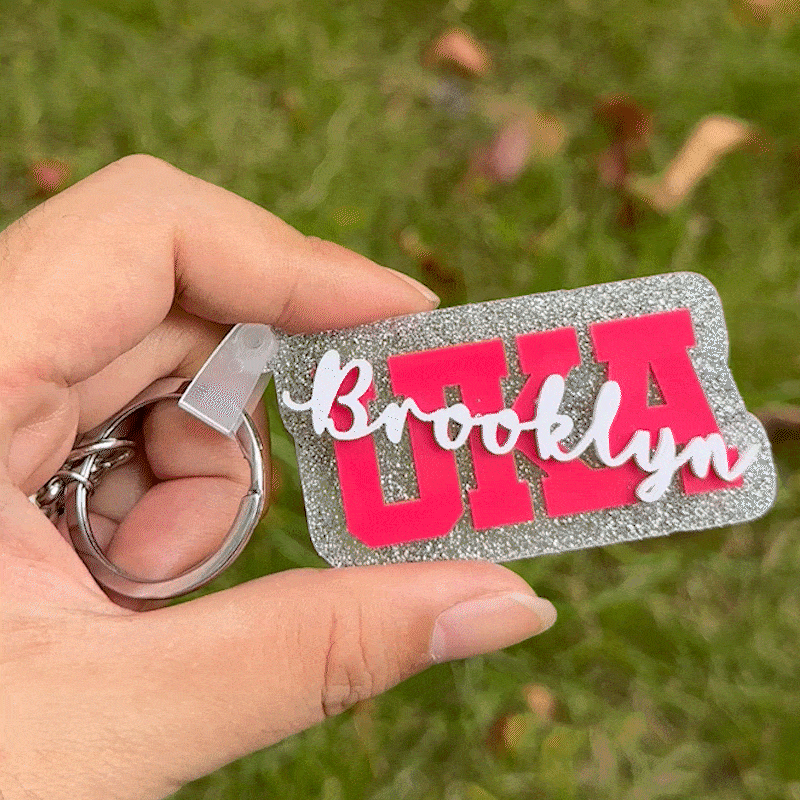 Personalized Multicolor Acrylic College Name Identity Tag 3D Keychain Bag Charm Back to School Graduation Gift for Student Graduate