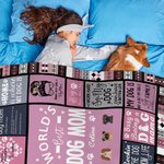 Personalised World's Best Dog Cat Mom Soft Pink Blanket with Name Birthday Gift for Cat Dog Lover Owner
