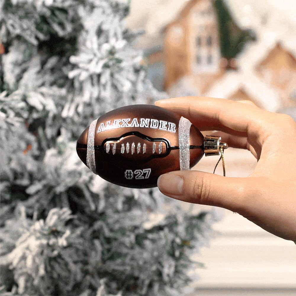 Personalised Rugby Ornament with Name and Number Little League Home Decoration Gift for Rugby Players Coaches