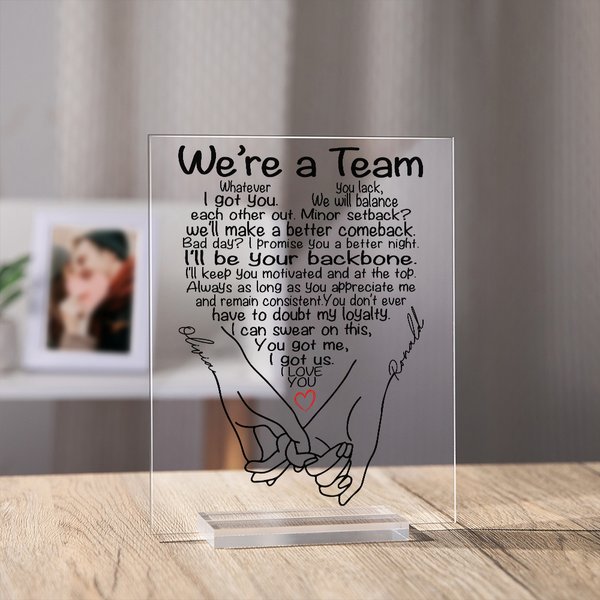 We Are A Team Acrylic Plaque Names Home Decor Gift