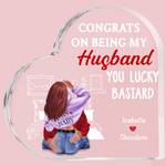 Personalizado Congrats on Being My Husband Acrílico Corazón Placa con nombres de pareja Decoración de Escritorio Día de San Valentín Aniversario Regal