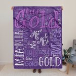 Personalized Multicolor Word Cloud Soft Fleece Blanket Valentine's Day Gift for Couple