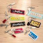 Personalized Multicolor Acrylic College Name Identity Tag 3D Keychain Bag Charm Back to School Graduation Gift for Student Graduate
