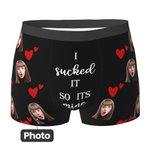 Calzoncillos personalizados con corazones de amor I Sucked It So Its Mine Funny Quote Men's Underwear Valentine's Day Birthday Gift for Him