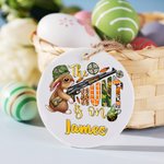 Personalisierte Keramik Osterkorb Namensschild Die Jagd ist auf mit Hase Muster und Name Ostern Geschenk für Kind