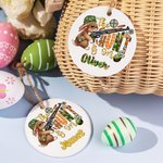 Personalisierte Keramik Osterkorb Namensschild Die Jagd ist auf mit Hase Muster und Name Ostern Geschenk für Kind