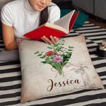 Personalised Family Watercolor Birth Flower Bouquet Throw Pillow Cover Mother's Day Birthday Gift for Women Girls