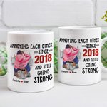 Personalized City Pattern White Ceramic Mug with Couple Names Valentine's Day Gift for Couple