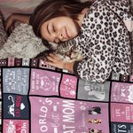 Personalised World's Best Dog Cat Mom Soft Pink Blanket with Name Birthday Gift for Cat Dog Lover Owner
