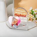 Personalizado You Lucky Bastard Placa de acrílico corazón con nombres Adorno de escritorio Día de San Valentín Aniversario Regalo para Pareja