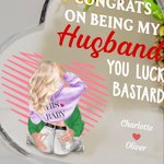 Congratulazioni personalizzate per essere mio marito Targa a cuore in acrilico con nomi Ornamento da scrivania Regalo di anniversario per la coppia