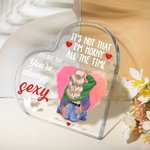 Personalized I'm Horny All The Time Acrylic Heart Plaque with Names Desk Decor Valentine's Day Gift for Couple