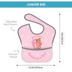 Personalized Valentine Bear Waterproof Baby Bib with A Pocket Adjustable Tie Closure 1st Valentine's Day Baby Shower Gift for Baby Infant