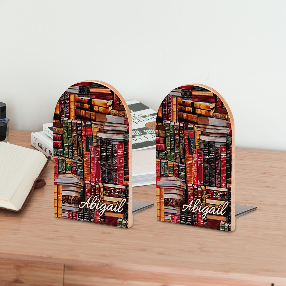 Personalized 1 Pair Bookends for Shelves Library Book Retro Design with ...