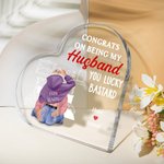 Personalizado Congrats on Being My Husband Acrílico Corazón Placa con nombres de pareja Decoración de Escritorio Día de San Valentín Aniversario Regal