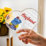 Personalizado Congrats on Being My Husband Acrylic Heart Plaque with Couple Names Adorno de Escritorio Regalo de Aniversario para Pareja