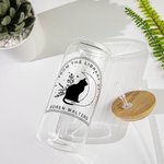Personalisierte aus der Bibliothek von Frosted Clear 20oz Glasbecher mit Deckel und Strohhalm Geburtstagsgeschenk für Tierliebhaber Buchliebhaber