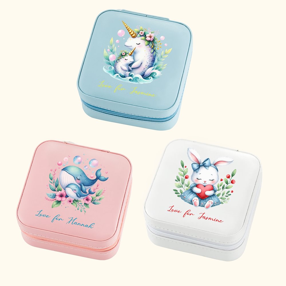 Boîte à bijoux en cuir personnalisée avec nom Cadeau d'anniversaire portable pour filles
