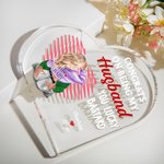 Congratulazioni personalizzate per essere mio marito Targa a cuore in acrilico con nomi Ornamento da scrivania Regalo di anniversario per la coppia