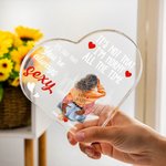 Personalizzato I'm Horny All The Time Targa a cuore in acrilico con nomi Ornamento da scrivania Regalo di San Valentino per l'anniversario dell'amante